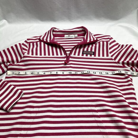 Vineyard Vines Quarter Zip Women’s Small Pink Striped Performance Pullover - Picture 7 of 8